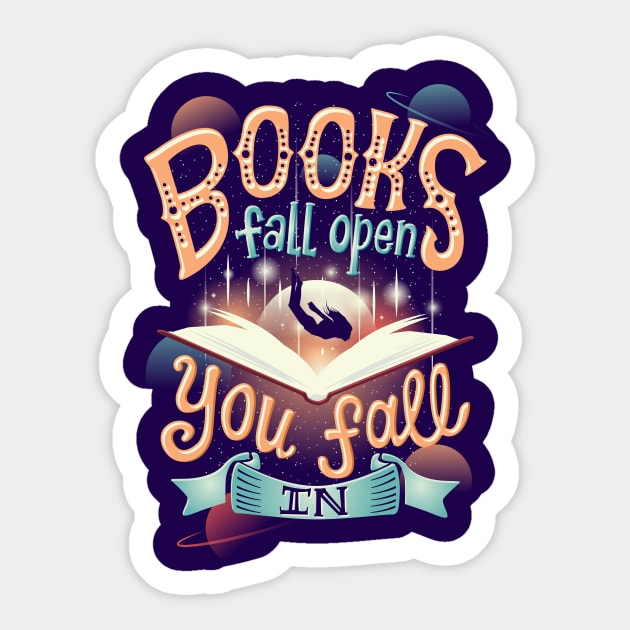 Books fall open you fall in Sticker by risarodil